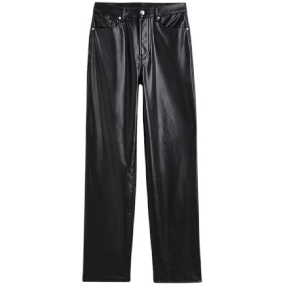H&M black faux leather straight pants size 0